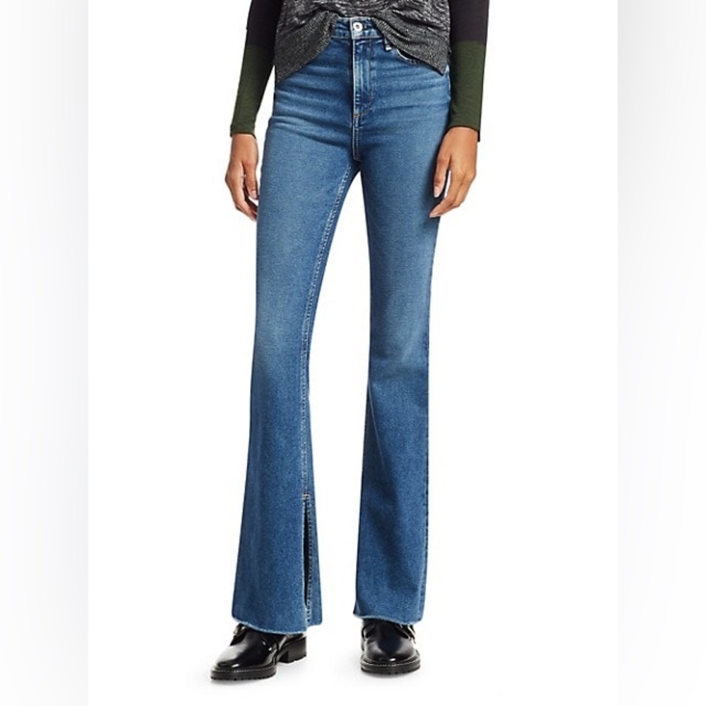 Rag & Bone High Waist Flared Split Hem Jeans - image 3